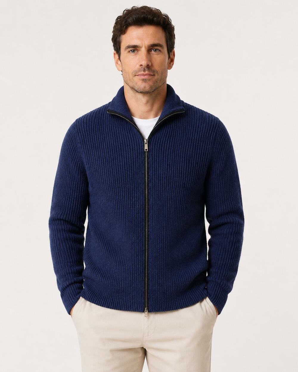 Phil Petter Austria Navy Wool Blend Zip Cardigan Jacket XL 48" Chest